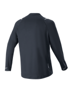 Alpinestars A-Aria Switch långärmad tröja, svart, vy bakifrån, lätt och ventilerande polyestertyg, med en förlängd bakre fåll för extra täckning och reflekterande Alpinestars-logotyper på manschetterna, prestandapassform för mountainbike-cykling