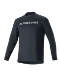 Alpinestars A-Aria Switch långärmad tröja, MTB-tröja, svart, tydlig vit Alpinestars-logotyp på bröstet, rundhalsad, lätt material med god andningsförmåga, prestandapassform för terrängkörning