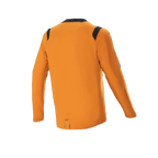 Alpinestars A-Dura Dri Wool Long Sleeve Jersey, Dark Gold, baksida med svarta meshpaneler på axlarna och kragen, teknisk mountainbike-tröja med ett längre bakstycke