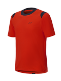 Alpinestars A-Dura Dri Wool kortärmad tröja, Spicy Orange med svarta meshpaneler på kragen och axlarna, minimalistisk design med en liten logotyp på bröstet, tekniska mountainbike-kläder