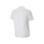 Alpinestars A-Dura Oscar-tröja – kortärmad, cykeltröja, White Dove, vy bakifrån, minimalistisk vit design med liten vertikal logotyp på nedre högra ryggen, funktionell mountainbike-utrustning