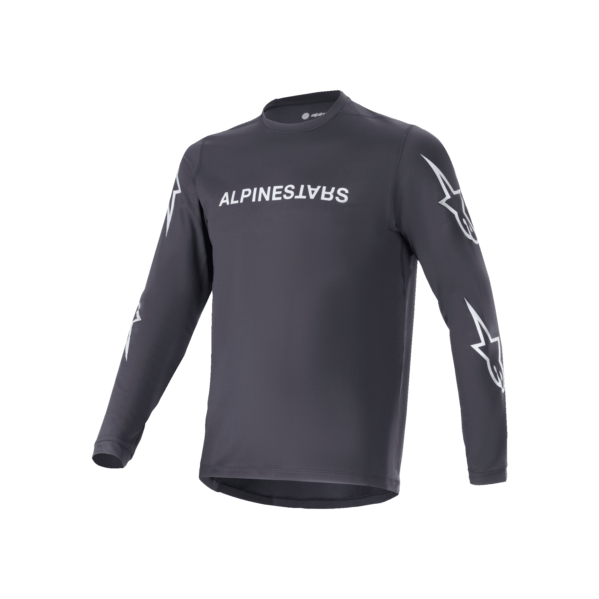 Alpinestars A-Dura Switch långärmad tröja, svart, vit Alpinestars ordmärkeslogotyp på bröstet och stjärnlogotyper på ärmarna, lätt tekniskt material, MTB-cykelkläder