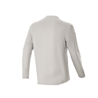 Alpinestars A-Dura Switch Long Sleeve Jersey, ljusgrå, baksida som visar långa ärmar och förlängt bakstycke, lätt fukttransporterande jacquardtyg för mountainbike