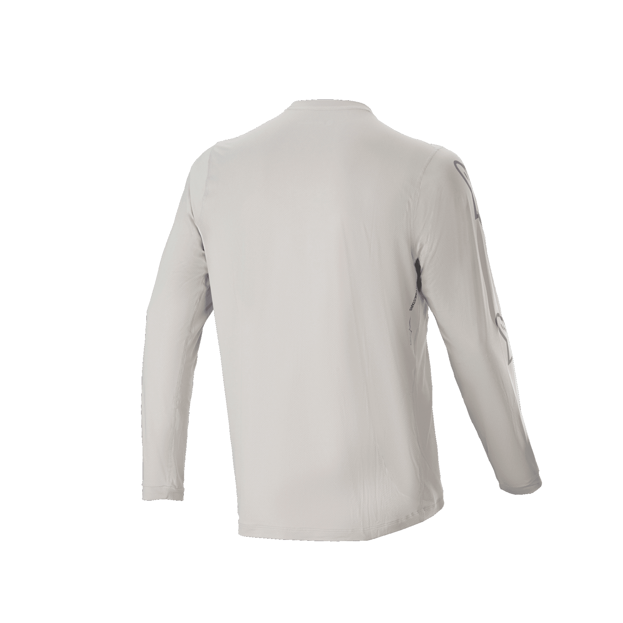 Alpinestars A-Dura Switch Long Sleeve Jersey, ljusgrå, baksida som visar långa ärmar och förlängt bakstycke, lätt fukttransporterande jacquardtyg för mountainbike