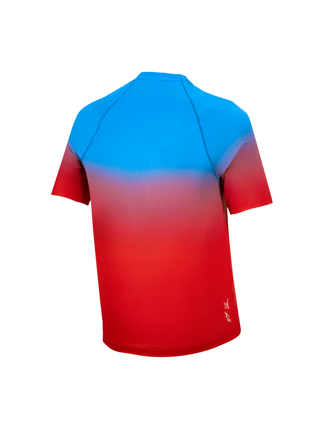 Ungdom A-Dura Astars Tröja 2.0, kortärmad MTB-tröja med röd och blå gradient, sedd bakifrån.