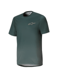 Alpinestars Youth A-Dura Rise Jersey, Short Sleeve MTB Jersey, Silver Pine Green, crew neck with subtle chest logo, lightweight breathable jacquard fabric, regular fit