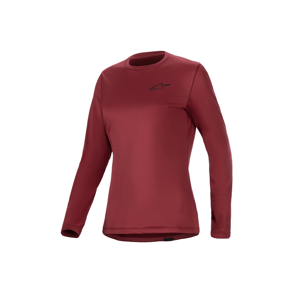 Alpinestars Stella A-Dura Termotröja, dam långärmad mountainbikecykeltröja, vinröd, isolerande fleecefodrad tröja med förlängt ryggslut