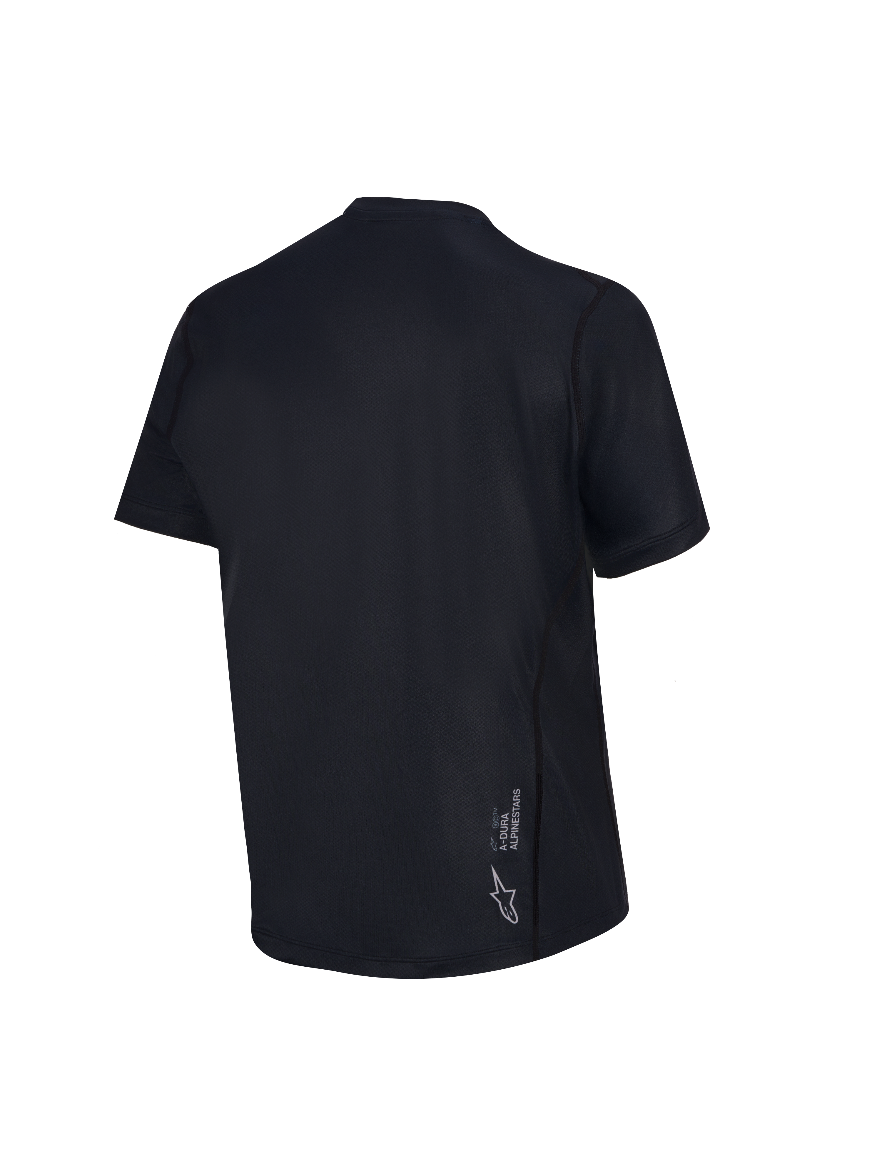 Svart Stella A-Dura Ride MTB-tröja för damer, kortärmad modell sedd bakifrån med vit Astars-logotyp.