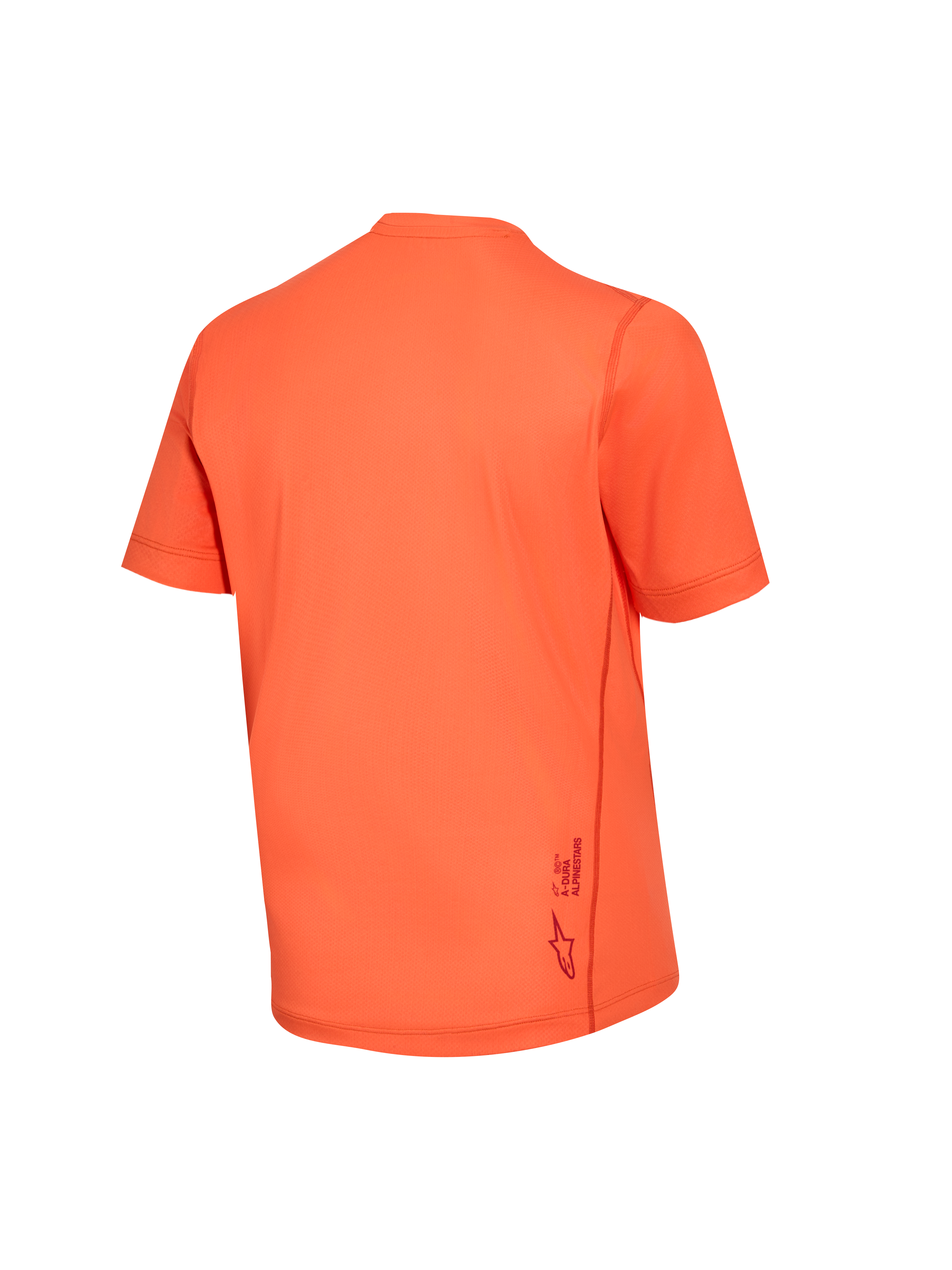 Alpinestars Stella A-Dura Ride-tröja för damer i orange, baksida med jacquard-tyg och logotypdetalj.