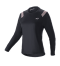 Alpinestars Stella Alps Escape Jersey, långärmad MTB-tröja för dam, svart med ljusgrå axelpartier, rund hals, liten vit logotyp på bröstet, sportig atletisk passform