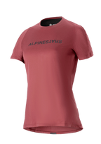 Alpinestars Stella A-Dura Dri Switch tröja för dam, kortärmad MTB-tröja, vinröd med svart logotyp, perforerade mesh-ärmar för andningsförmåga, högpresterande cykelkläder