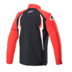 Alpinestars Honda Softshell-jacka, röd och svart, baksida med svart mittpanel och röda ärmar, vit och röd kontrastgrafik, Alpinestars-logotyp på nacken och axeln, sportig motorsportinspirerad softshell-design