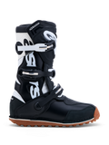 Alpinestars Tech-T stövlar, trials-MC-stövlar i svart och vitt läder, CE-certifierade med greppsäker gummisula.