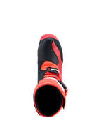 Alpinestars Tech-T stövlar, motorcykelstövlar för trial för män, röda och svarta, läder, vy uppifrån med ergonomisk design.