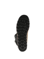 Alpinestars Tech-T-stövlar, trialstövlar, brunt oljat läder, undersida av svart egenutvecklad sula, texturerat hexagonalt mönster för grepp och känsla på fotpinnarna, hållbar gummikonstruktion