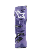 Alpinestars Tech 10 Boots, Motocross Boots, Ultraviolet Purple and Black, front view, featuring white Alpinestars logo on the shin, triple buckle closure system, durable TPU shell for off-road racing