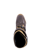 Alpinestars Tech 10 Air Gold-stövlar i Earth Brown Gold, vy uppifrån som visar TPU-skalet och innerfodret.