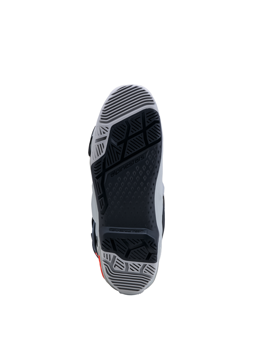 Alpinestars Tech-10 Enduro stövlar, grå och svart dubbelkomponentsula med utbytbar insats för grepp vid terrängkörning