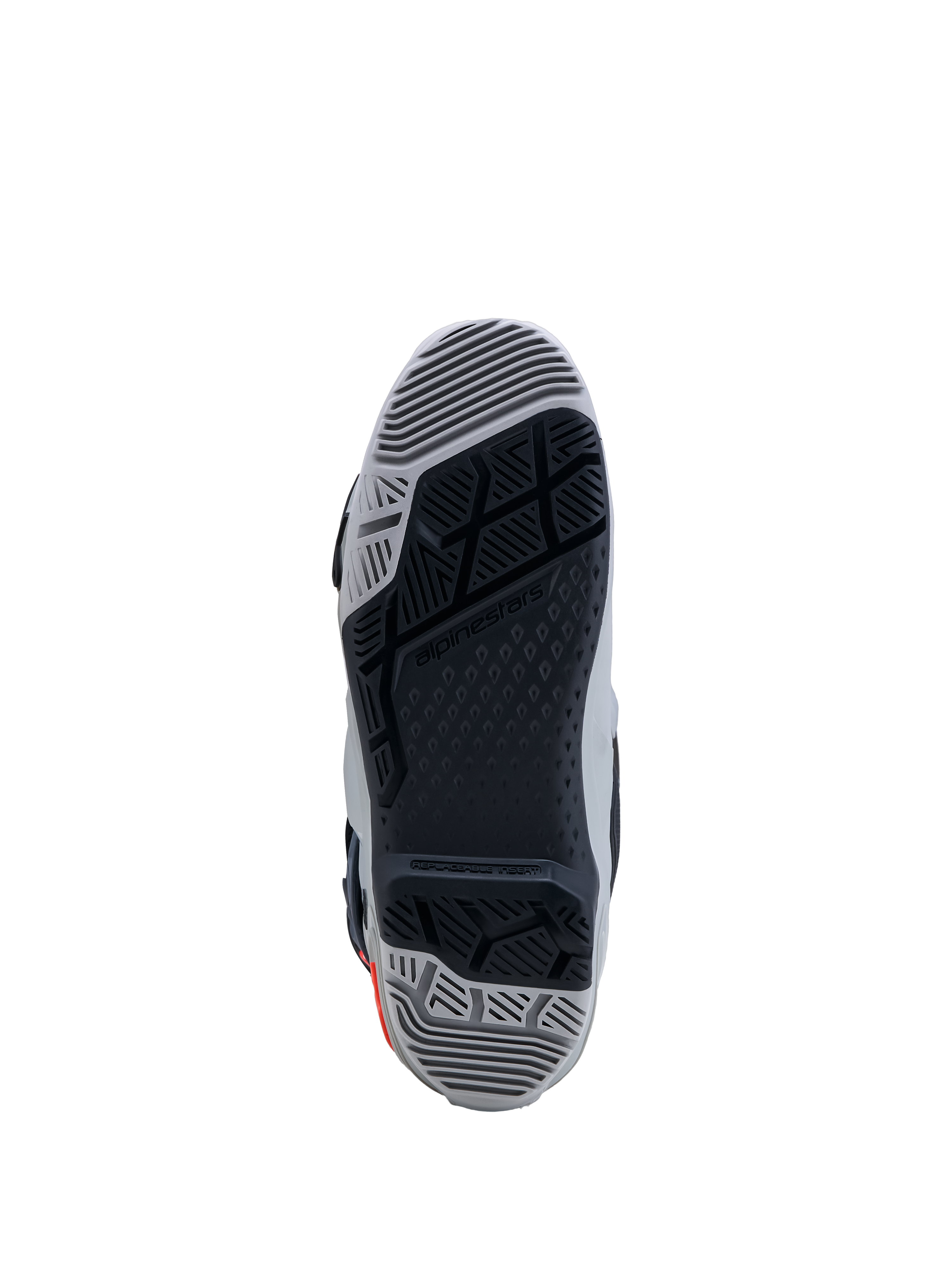 Alpinestars Tech-10 Enduro stövlar, grå och svart dubbelkomponentsula med utbytbar insats för grepp vid terrängkörning