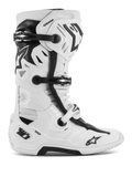 Alpinestars Tech 10 Supervented stövlar, racingstövlar för motocross och terrängkörning, vita och svarta, med flera justerbara spännen, perforerade ventilationspaneler och en robust skyddande design med högt skaft