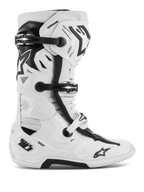 Alpinestars Tech 10 Supervented stövlar, racingstövlar för motocross och terrängkörning, vita och svarta, med flera justerbara spännen, perforerade ventilationspaneler och en robust skyddande design med högt skaft
