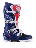 Alpinestars Tech 7 Unity motocrossstövlar för herr, röda, vita och blåa med skyddande TPU-skal och spännen.