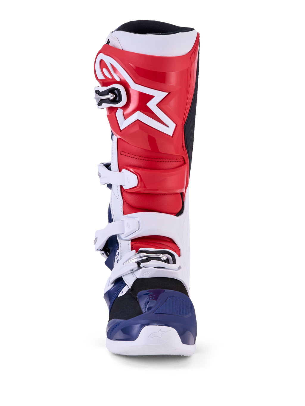 Alpinestars Tech 7 Limited Edition Unity motocross-stövlar, röda, vita och blå, skyddande TPU-konstruktion