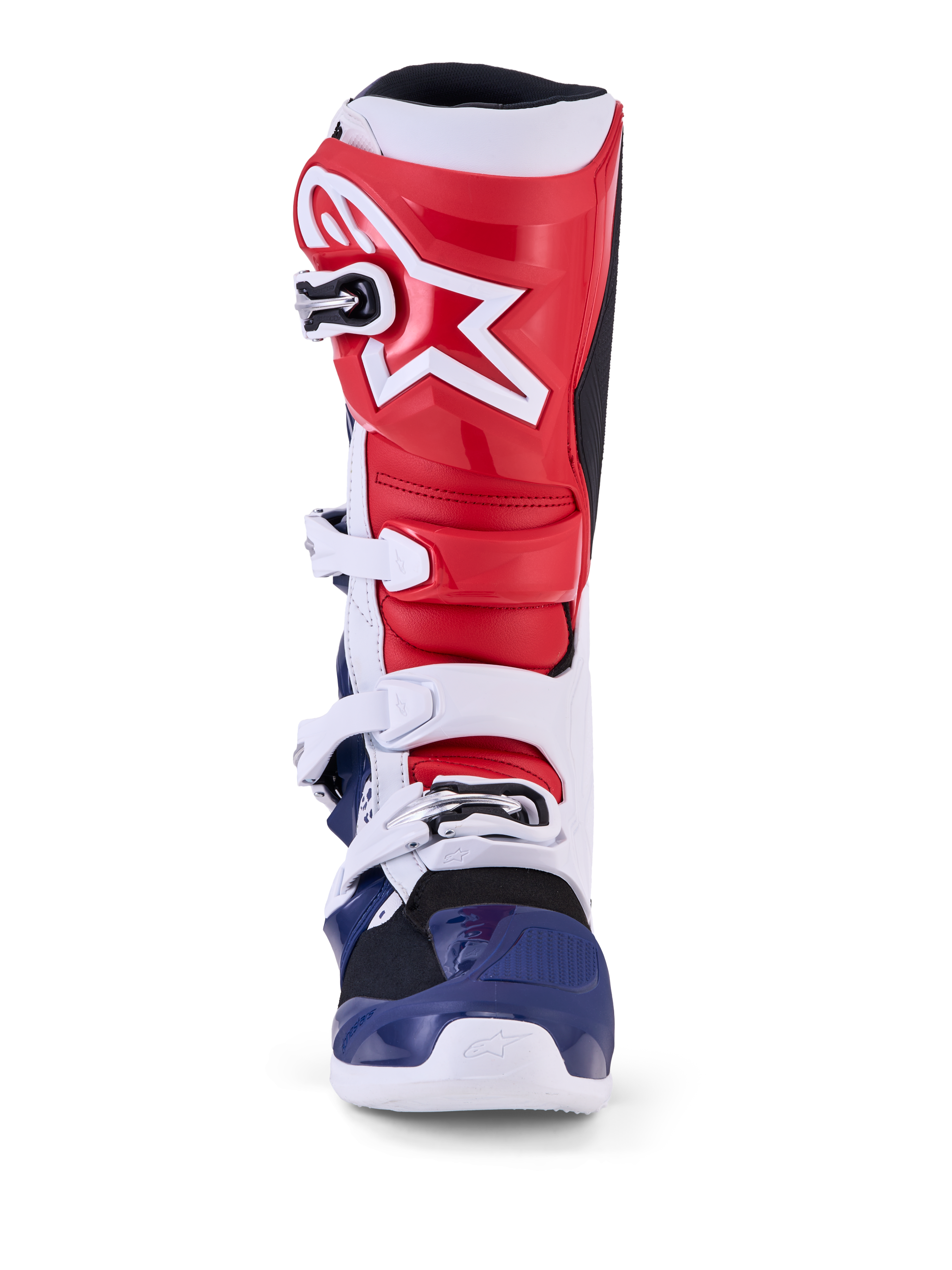 Alpinestars Tech 7 Limited Edition Unity motocross-stövlar, röda, vita och blå, skyddande TPU-konstruktion