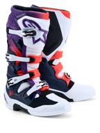 Alpinestars Tech 7 stövlar, motocrossstövlar för herr, lila, vita, mörkblå och röd fluo, CE-certifierade med TPU-skydd
