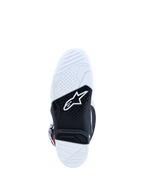 Alpinestars Tech 7 stövlar, vit och svart sula i dubbel gummiblandning med röd slitageindikator för motocross