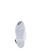 Alpinestars Ungdom Tech 7S stövlar, vit sula med strukturerat greppmönster och svart Astars-logotyp, motocross-stövlar för ungdom, slitstark design.