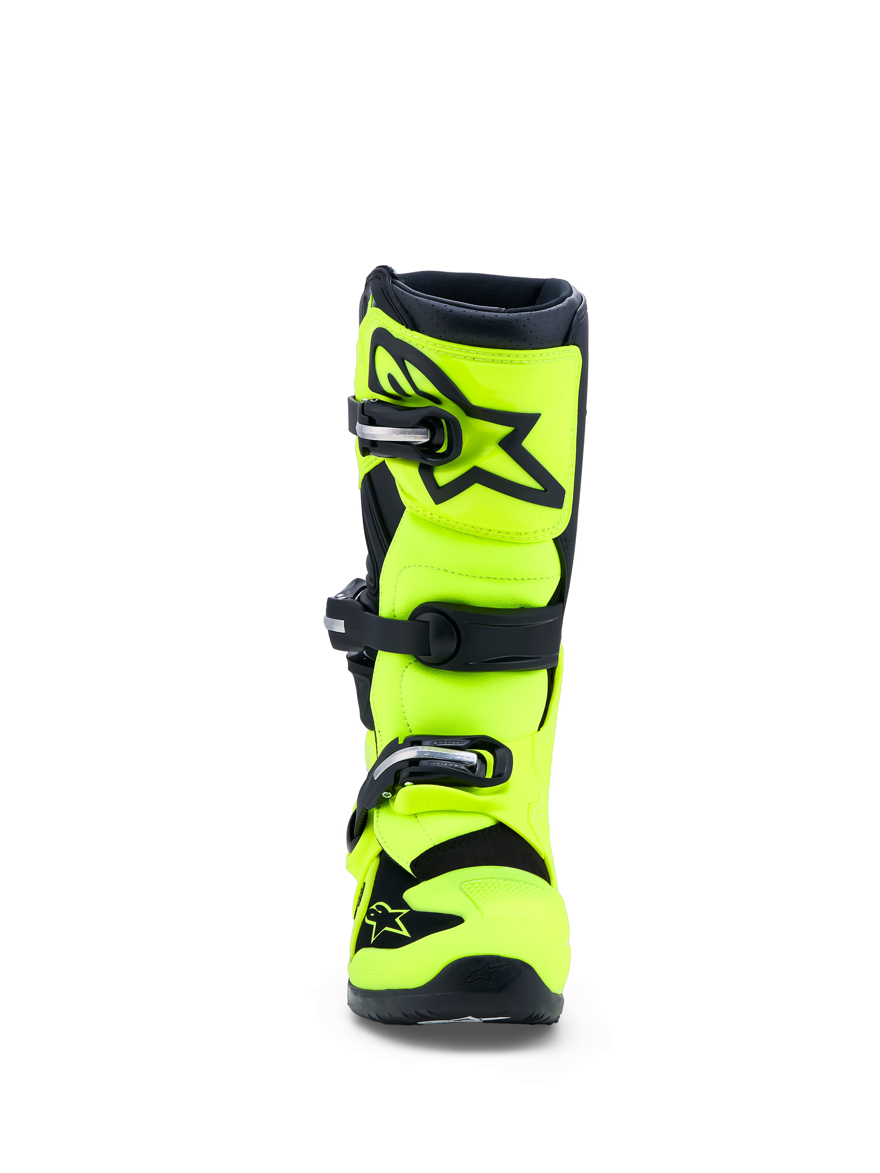 Alpinestars Ungdom Tech 7S stövlar, motocross-stövlar i gul fluo och svart, CE-certifierade med TPU-skydd för terrängkörning.