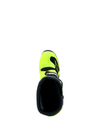 Alpinestars Ungdom Tech 7S stövlar, fluogula och svarta motocross-stövlar för juniorer, vy uppifrån av den inre kragen.