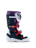 Alpinestars Youth Tech 7S Motocross Boots, junior off-road footwear in dark blue, white, and red with TPU protection.