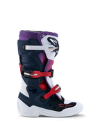 Alpinestars Youth Tech 7S Motocross Boots, junior off-road footwear in dark blue, white, and red with TPU protection.