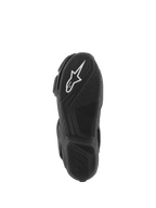 Alpinestars Stella SMX-6 V3 Boots, sole view, black lightweight rubber compound with textured grip, white Alpinestars logo, designed for track and street performance