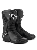 Alpinestars SMX-6 V3 Drystar® Boots, Performance Motorcycle Boots, Black, featuring TPU shin protectors with white Alpinestars logo, replaceable toe sliders, and advanced microfiber construction, sport and street riding gear