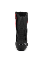 Alpinestars SMX-6 V3 Drystar® Boots, Black and Red, rear view showing TPU heel counter and calf protection, performance motorcycle riding footwear with waterproof microfiber construction