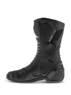 Alpinestars SMX S Waterproof Boots, Black, high-cut motorcycle boots featuring a durable microfiber upper, TPU shin and ankle protection, and textured shift pad, side profile view.
