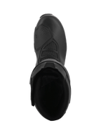 Alpinestars SMX-6 V3 GORE-TEX Boots, Black, top-down view looking into the boot interior, featuring textured microfiber upper and protective lining, performance motorcycle footwear