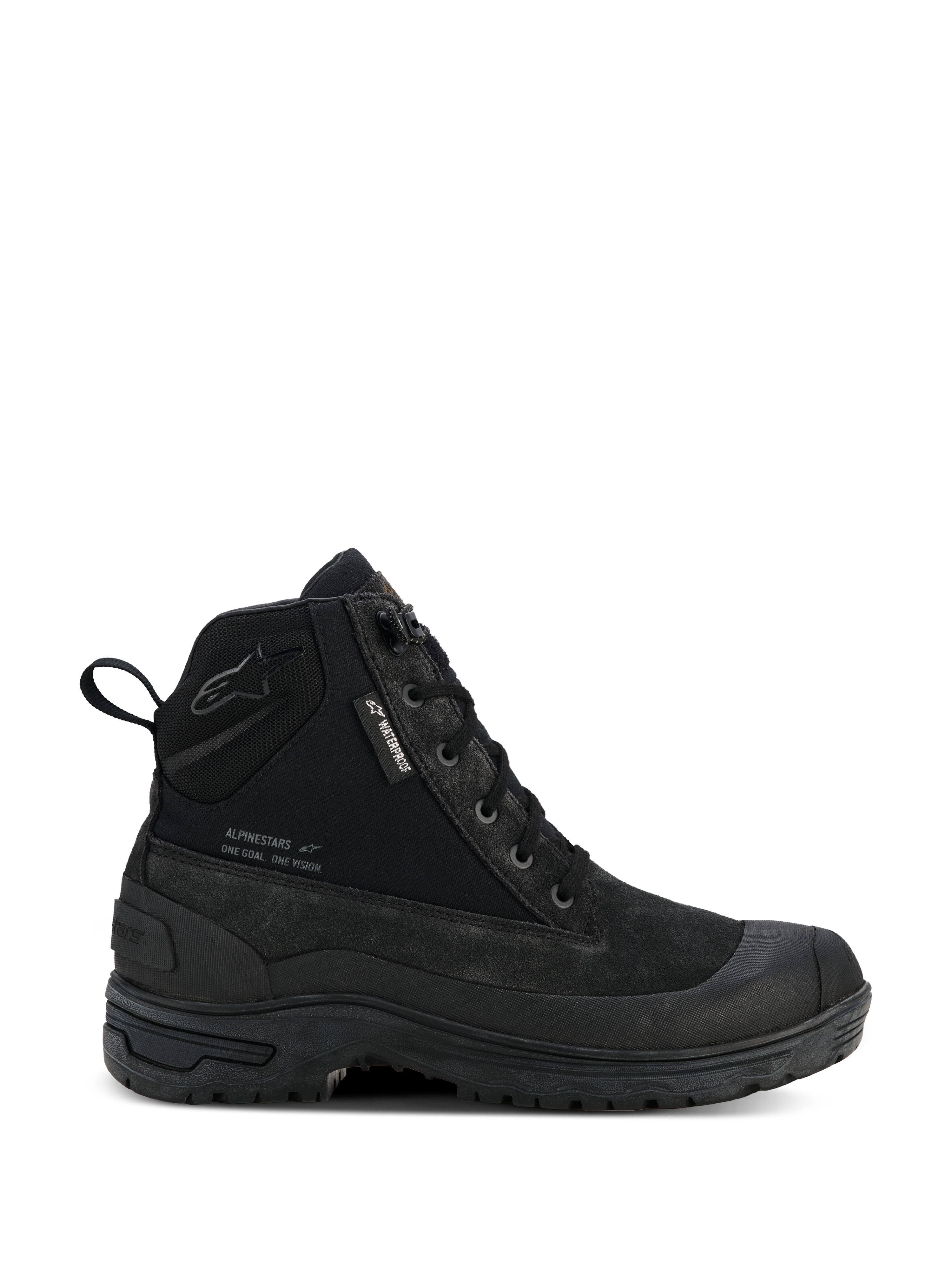 Alpinestars Woman Judy Waterproof Boots, Women's Motorcycle Urban Boots, Black, High-Top Combat Style with Lace-Up Front, Rugged Thick Sole, Waterproof Tag and Rear Pull Tab, Matte Suede and Textile Finish