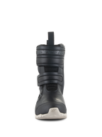Alpinestars Women's Stella RT-7 Touring Drystar® Boots, black motorcycle touring boots with white sole, front view showing dual Velcro strap closures and embossed Alpinestars logo, technical design for road and adventure riding