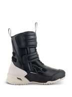 Alpinestars Women Stella RT-7 Touring Drystar Boots, Motorcycle Touring Boots, Black and White, featuring three adjustable Velcro straps, front and rear pull loops, and a rugged lug outsole with TPF support frame
