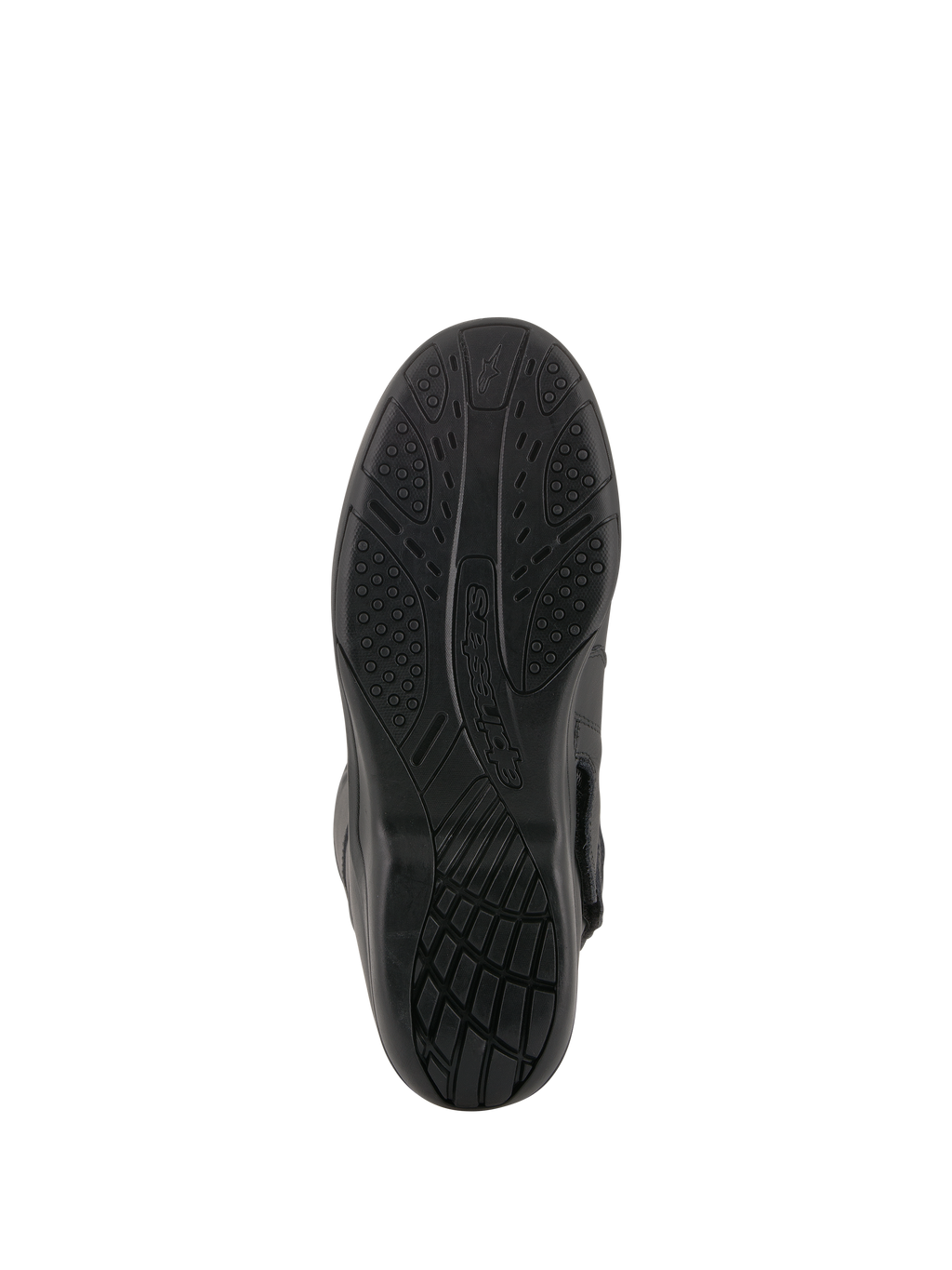 Alpinestars Andes V2 Drystar® Boots, Black, View of the vulcanized rubber sole, textured grip pattern for water dispersion and durability, motorcycle touring footwear
