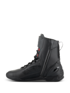 Alpinestars Superfaster Shoes, Motorcycle Riding Shoes, Black Gray and Bright Red, high-top profile with medial side zipper and speed laces, technical microfiber and Rideknit construction for performance road riding