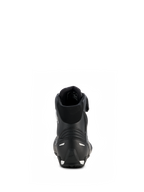 Alpinestars Stella Faster-4 Drystar® damskor, svart och silver, vy bakifrån som visar förstärkt häl med silverdetaljer, vadderad krage och vattentät mikrofiberdesign