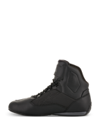 Alpinestars Faster-3 Drystar® mc-skor, motorcykelskor, svart cool grå, profilvy från sidan, high-top design med snörning, vattentät mikrofiberkonstruktion, teknisk utrustning för vägkörning