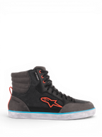 Alpinestars J-6 Waterproof Canvas Men's Riding Shoes in black and gray with light blue and orange accents.