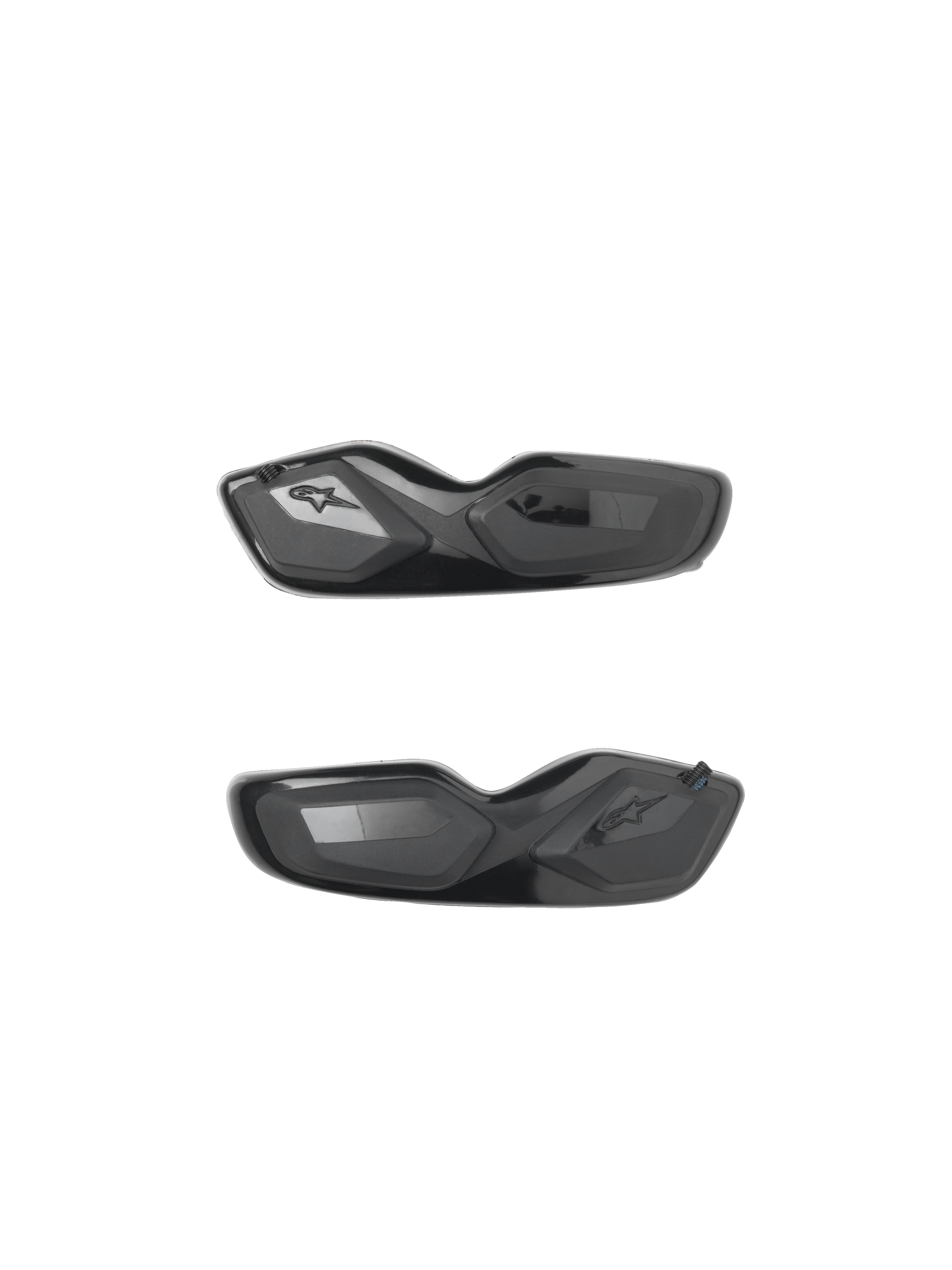 Alpinestars SMX-6 tåsliders, reservdelar för motorcykelstövlar, svarta, blank och matt yta, aerodynamisk design med präglad stjärnlogotyp, ett par för racing- och sportbruk