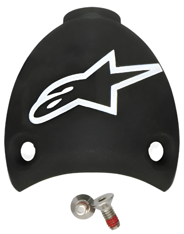 Alpinestars SMX Plus utbytbar hälkåpa, reservdel för motorcykelstövlar, svart och vit, med vit Astars-logotyp och två monteringsskruvar, hållbar plastkonstruktion för underhåll av stövlar